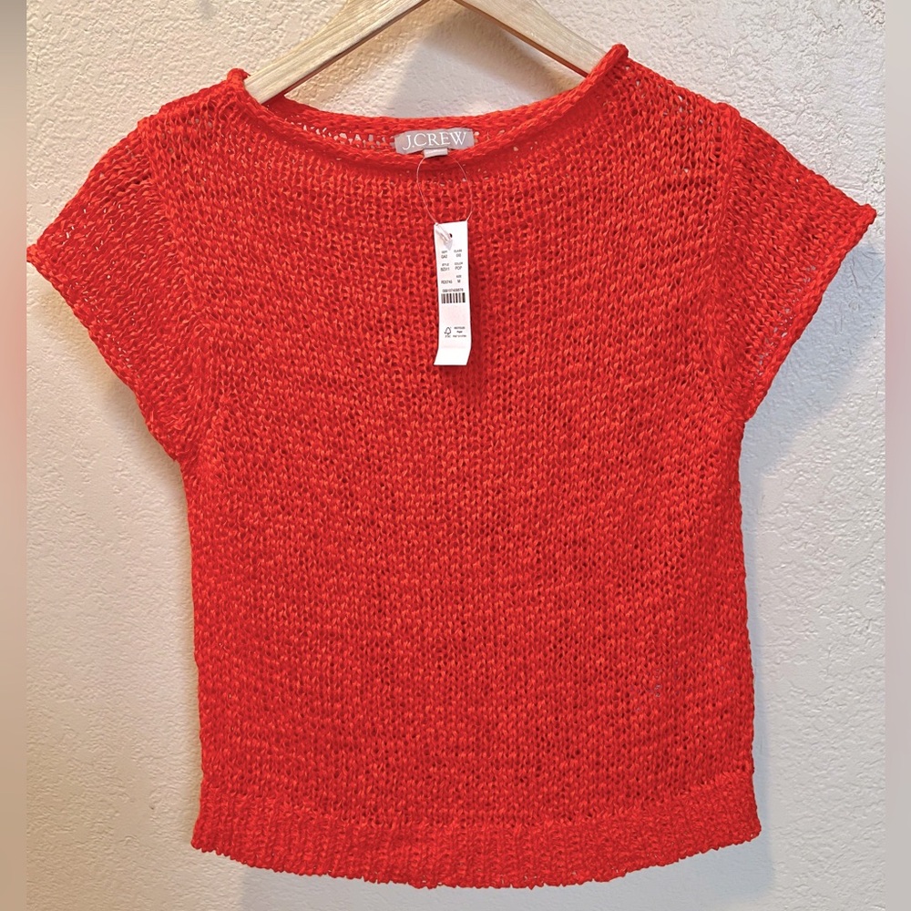 NWT J.Crew textured sweater tee medium red